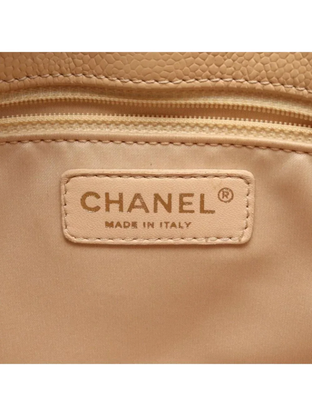 Chanel Tote Quilted Petite Shopping PST Beige Caviar Leather Chain
